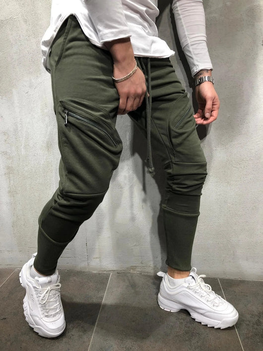 Pantalones deportivos casuales para hombre con bolsillos con cierre - Image 12