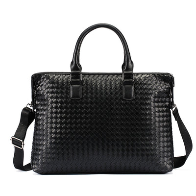 Maletín de Cuero Tejido a Mano para Hombre - Bolsa de Negocios Premium con Compartimento para Laptop - Image 9