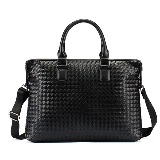 Maletín de Cuero Tejido a Mano para Hombre - Bolsa de Negocios Premium con Compartimento para Laptop - Image 9