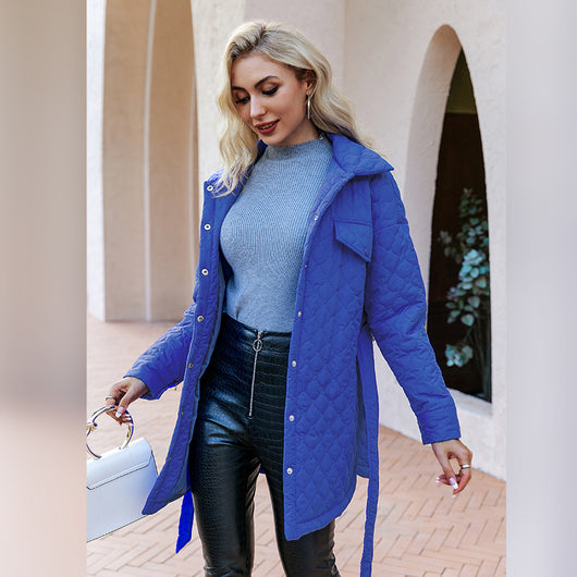 Chaqueta Acolchada de Algodón con Botón Simple - Elegancia y Confort