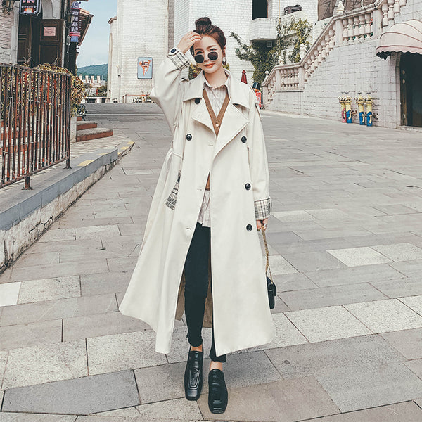 Abrigo Patchwork Cuadros Estilo Coreano para Commuter