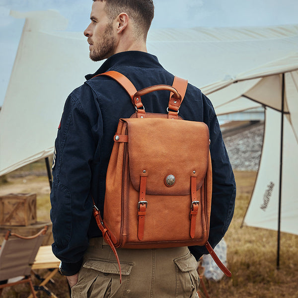 Mochila de Cuero Genuino Capacidad Extra Grande