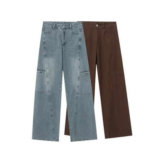 Pantalones Vaqueros Rectos de Talle Medio para Mujer - Corte Ancho Verano