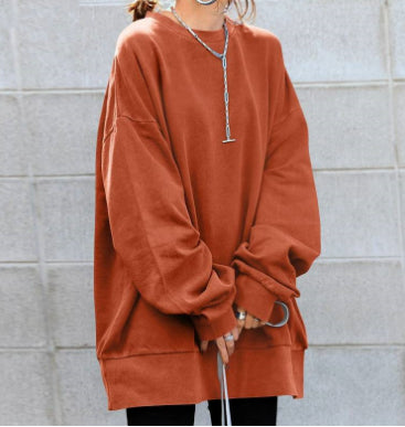 Blusa Suelta de Cuello Redondo Color Sólido para Otoño e Invierno - Image 6