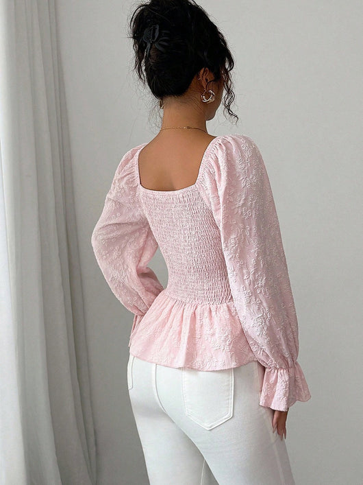 Blusa Elegante Cuello U Estilo Francés con Mangas Largas - Image 13