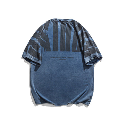Camiseta Retro Japonesa Manga Corta Hombre Cuello Redondo Suelta - Image 10