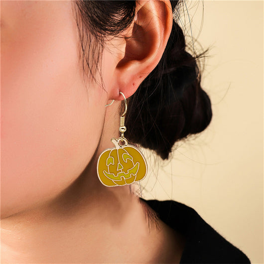 Aretes Halloween Calabaza Goteo de Aceite Aleación Joyería Espeluznante