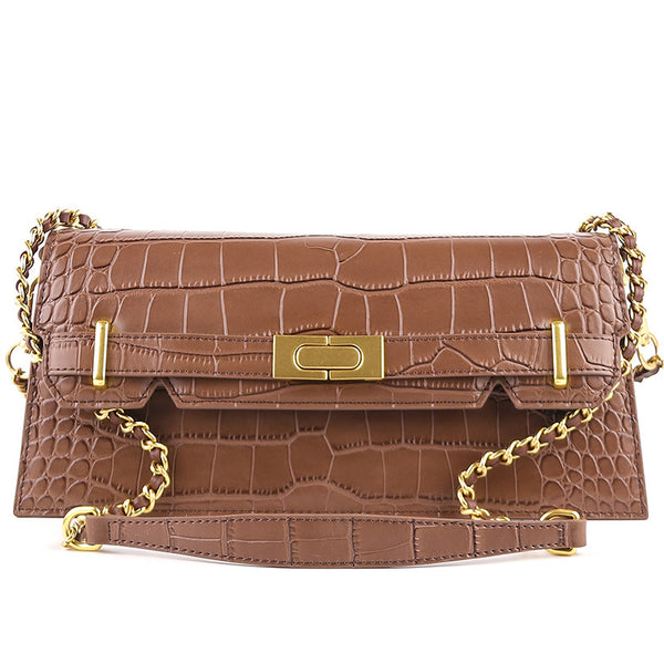 Bolso Bandolera de Cuero Genuino con Cadena - Diseño Minimalista
