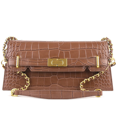 Bolso Bandolera de Cuero Genuino con Cadena - Diseño Minimalista - Image 2