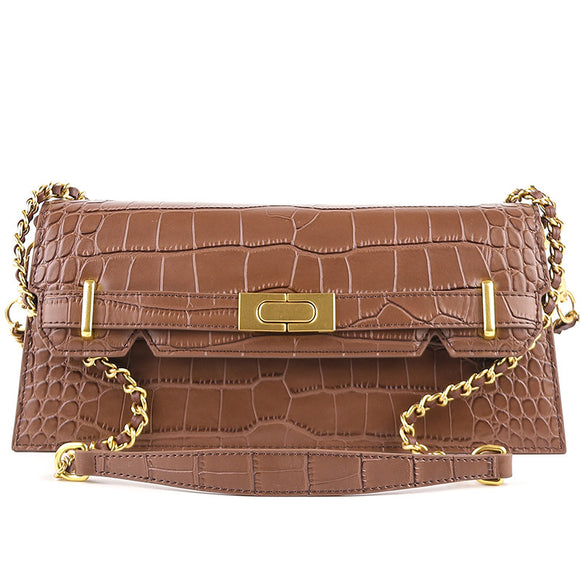 Bolso Bandolera de Cuero Genuino con Cadena - Diseño Minimalista