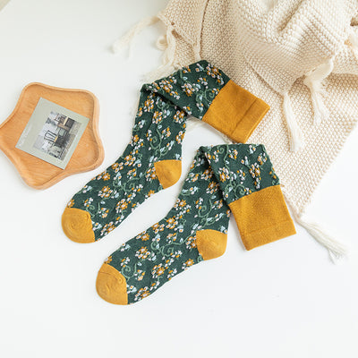 Calcetines Largos de Algodón Peinado con Diseño Floral para Otoño e Invierno - Image 16