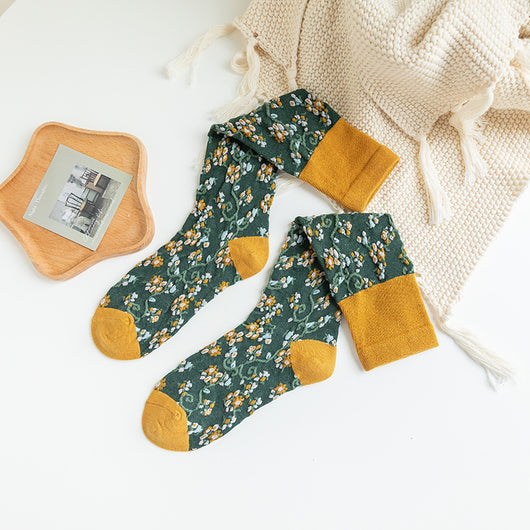 Calcetines Largos de Algodón Peinado con Diseño Floral para Otoño e Invierno - Image 16