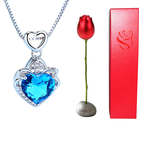 Collar Corazón de Cristal Bicolor con Rosa - Regalo Romántico para Ella - Image 21