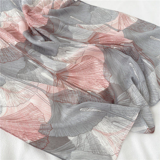Bufanda Estampado Ginkgo Mujer - Chal Versátil Líneas Minimalistas - Image 2