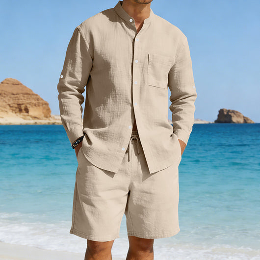 Conjunto de Camisa y Shorts de Lino para Hombre - Image 33