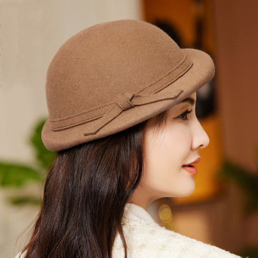 Sombrero de Fieltro Pura Lana con Lazo Elegante Estilo Británico