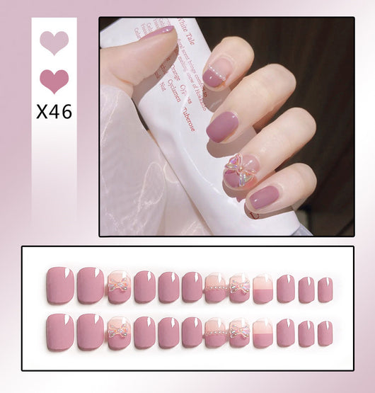Uñas Postizas Francesas Removibles con Diamantes - Image 36