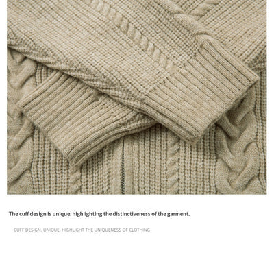 Cardigan de Punto Grueso con Cierre y Patrón Trenzado para Hombre - Image 17