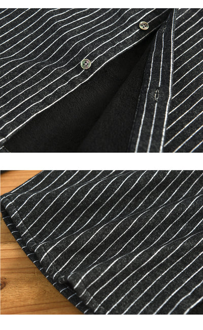 Chaqueta Camisa de Forro Polar Rayada para Hombre - Image 17