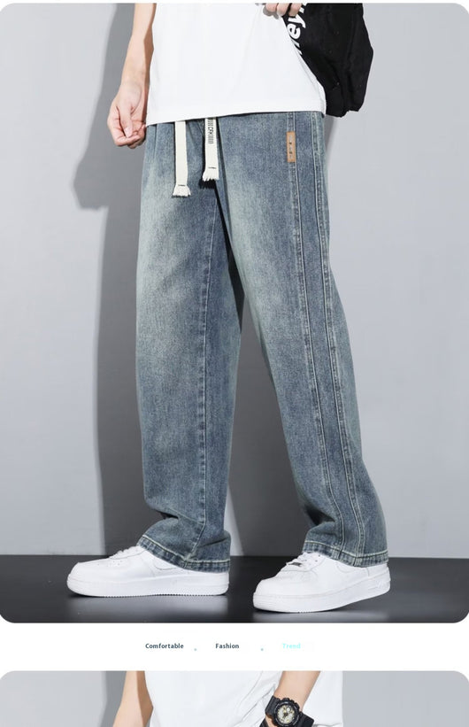 Pantalones Vaqueros Rectos Anchos para Hombre - Comodidad y Estilo Casual - Image 14