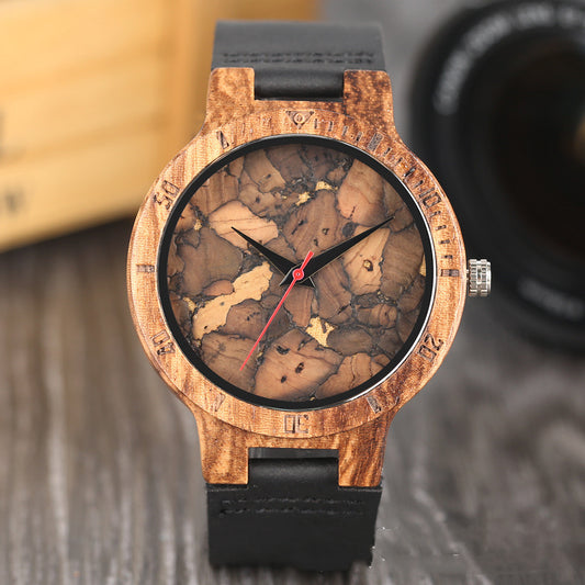 Reloj Casual de Madera para Hombre con Esfera de Hoja Tallada - Image 2