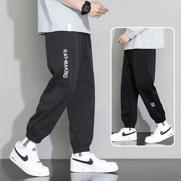 Pantalones Casuales de Seda de Hielo Corte Relajado para Hombre