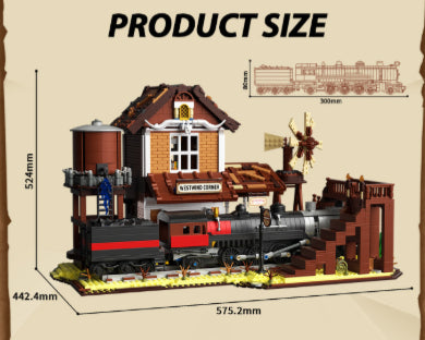 Maqueta de Estación Ferroviaria Oeste Clásico con Bloques de Construcción Armables - Image 4