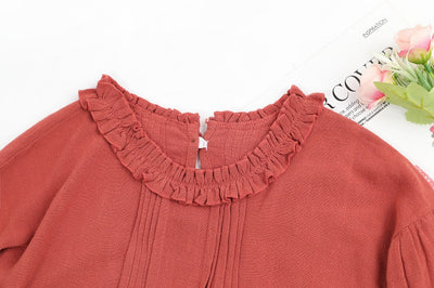 Vestido Infantil de Lino con Encaje y Mangas Largas - Image 24