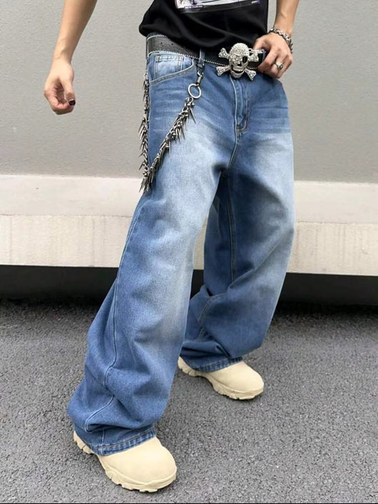 Pantalones Vaqueros Hombre Rectos Oversized Lavado Otoño Invierno - Image 8