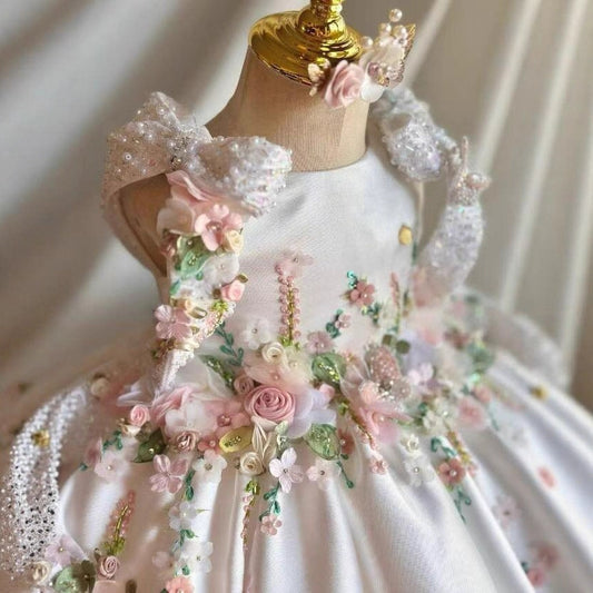 Vestido de Princesa Floral Retro para Cumpleaños Infantil - Image 2