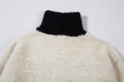 Suéter Oversize Patchwork Cuello Alto Comodidad Total - Image 21