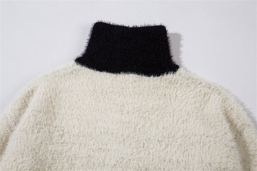Suéter Oversize Patchwork Cuello Alto Comodidad Total - Image 21