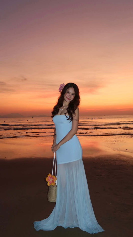 Vestido Envolvente sin Mangas con Malla Transparente - Image 15