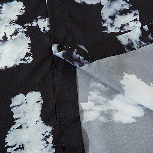 Playera Suelta Estampado Nubes Blancas Tendencia Nacional - Image 10