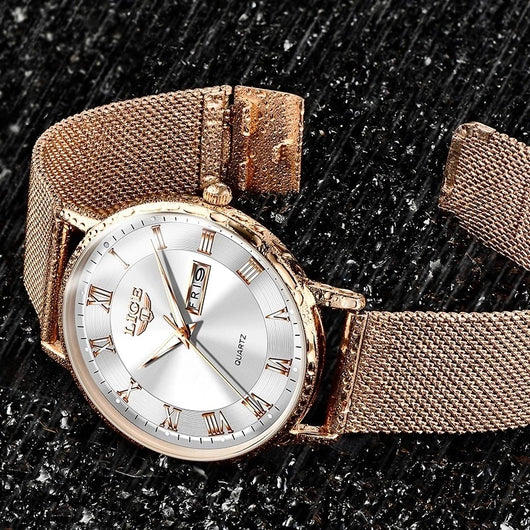 Reloj de Cuarzo Elegante para Mujer con Calendario Dual y Resistencia al Agua - Image 11
