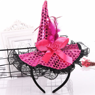 Diadema de Sombrero de Bruja para Halloween con Encaje y Lentejuelas - Image 4