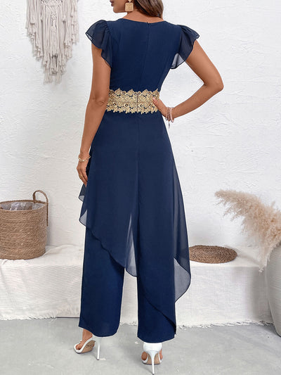 Jumpsuit Elegante con Escote en V y Detalles de Encaje - Image 14