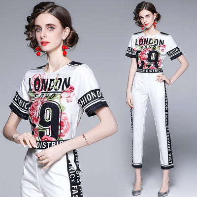 Conjunto Estampado Slim: Remera y Pantalón Capri - Image 5