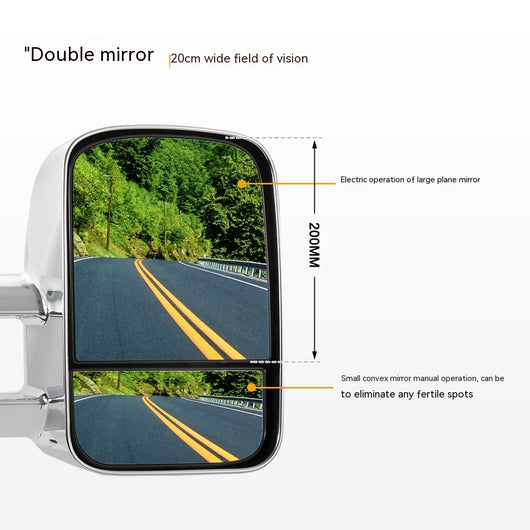 Espejo Retrovisor Plegable Gran Angular Plateado Cromado - Image 5