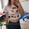Blusa Casual con Estampado de Insectos y Escote Descubierto