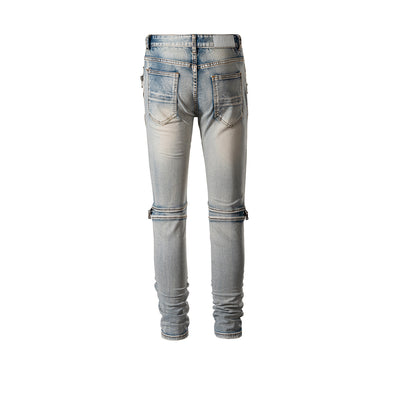 Pantalones de Cuero con Cierre en Rodilla y Parches de Cuero - Image 3