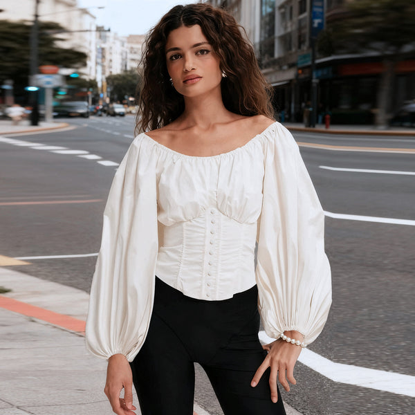 Blusa Ajustada con Cordones Laterales - Diseño Minimalista
