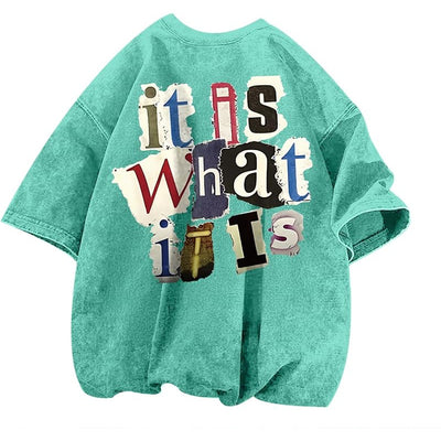 Camiseta Vintage Oversized con Estampado de Letras para Hombre - Image 12