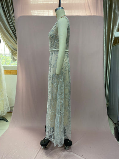 Vestido Largo Escote V Efecto Bronce - Image 9