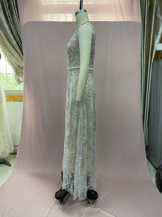Vestido Largo Escote V Efecto Bronce - Image 9