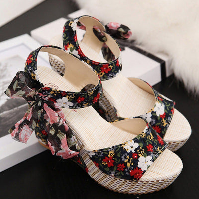 Sandalias Cuña Floral con Moño Plataforma para Mujer - Image 10