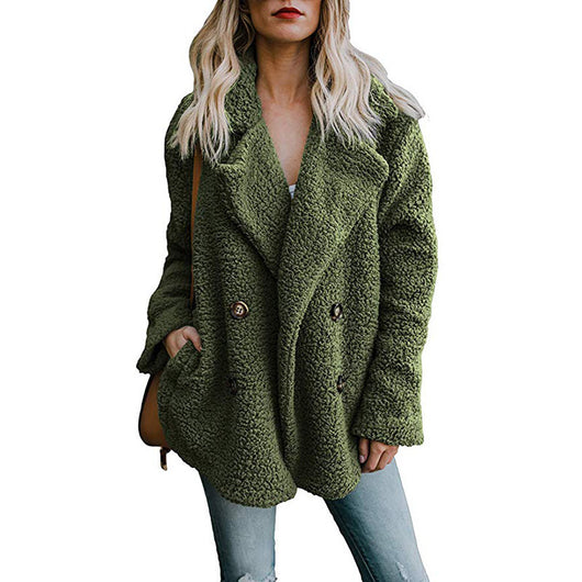 Abrigo de Mujer Otoño Invierno con Solapas de Felpa y Bolsillos - Image 25