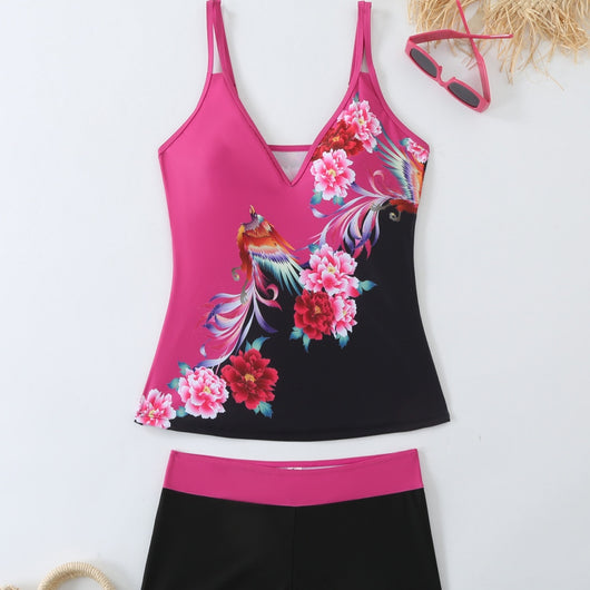 Traje de Baño Talla Grande Estampado con Corte Lateral