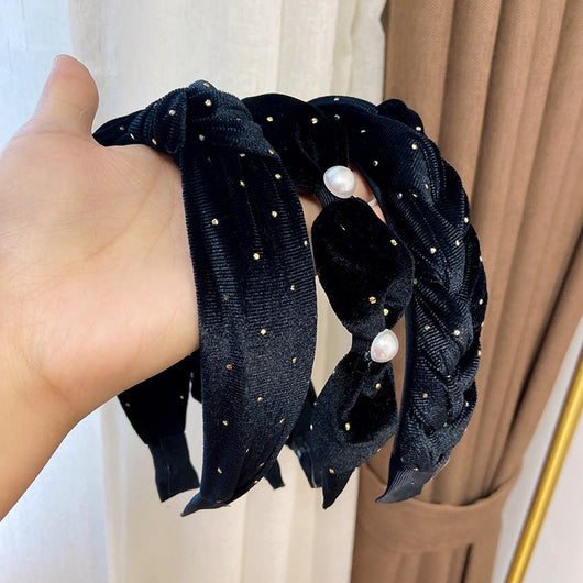 Diadema Vintage de Terciopelo con Lunares y Perlas Retorcida - Image 10