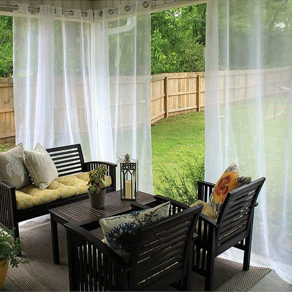 Cortina de Sombra Exterior Impermeable para Terraza y Balcón - Malla Blanca